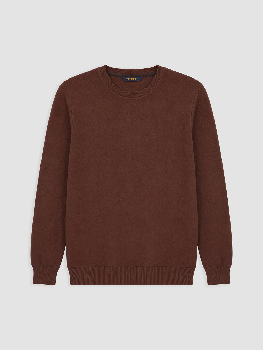 Kahverengi Bisiklet Yaka Erkek Triko Sweatshirt