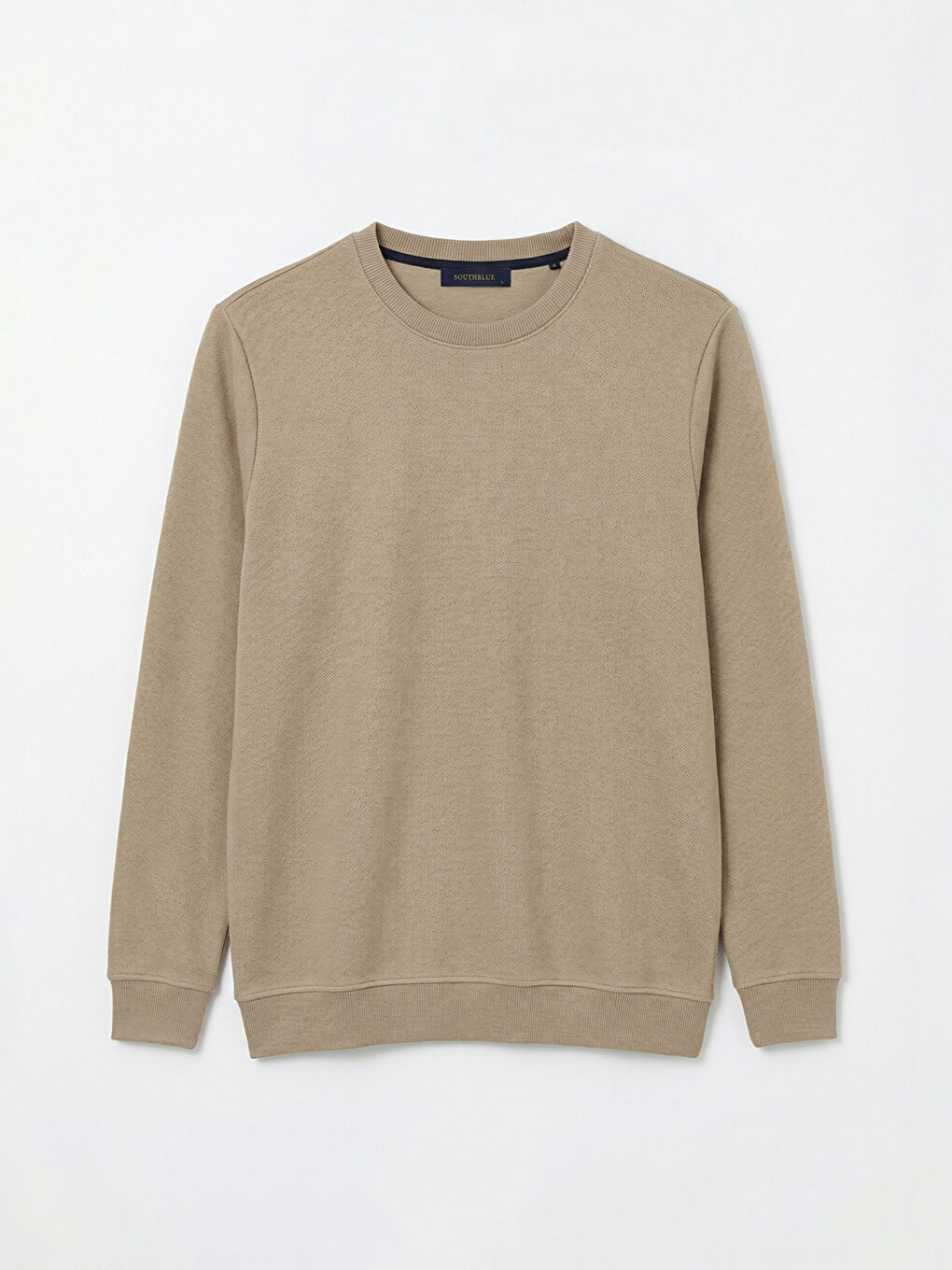 Bej Bisiklet Yaka Erkek Sweatshirt	-4