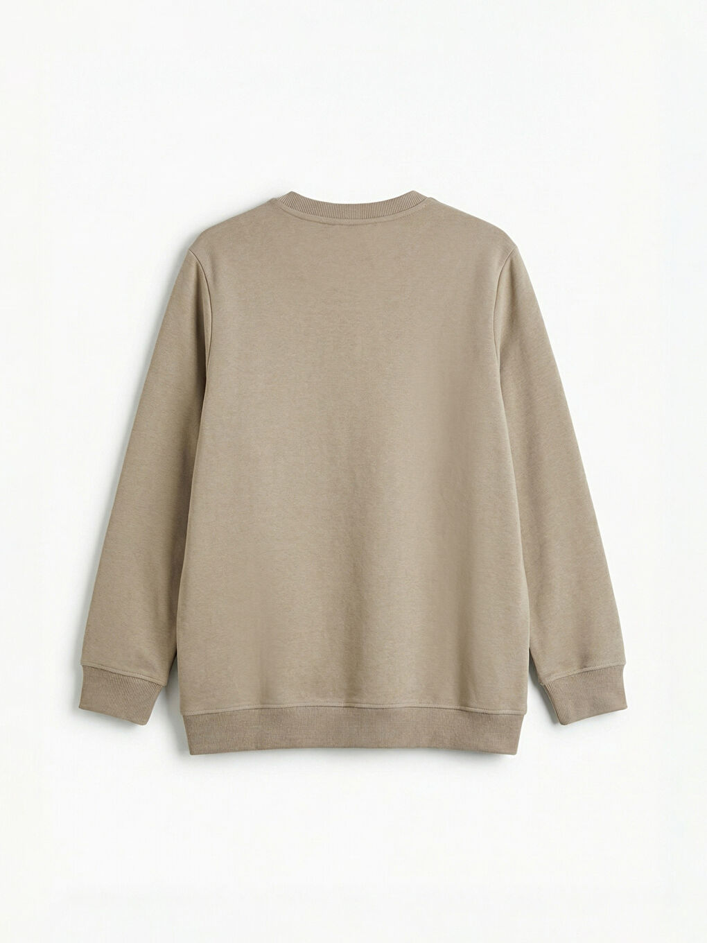 Bej Bisiklet Yaka Erkek Sweatshirt	-5