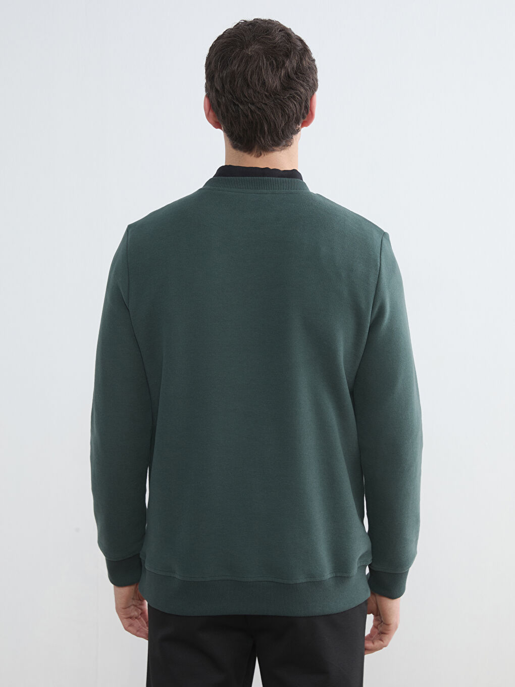 Haki Bisiklet Yaka Erkek Sweatshirt	-3