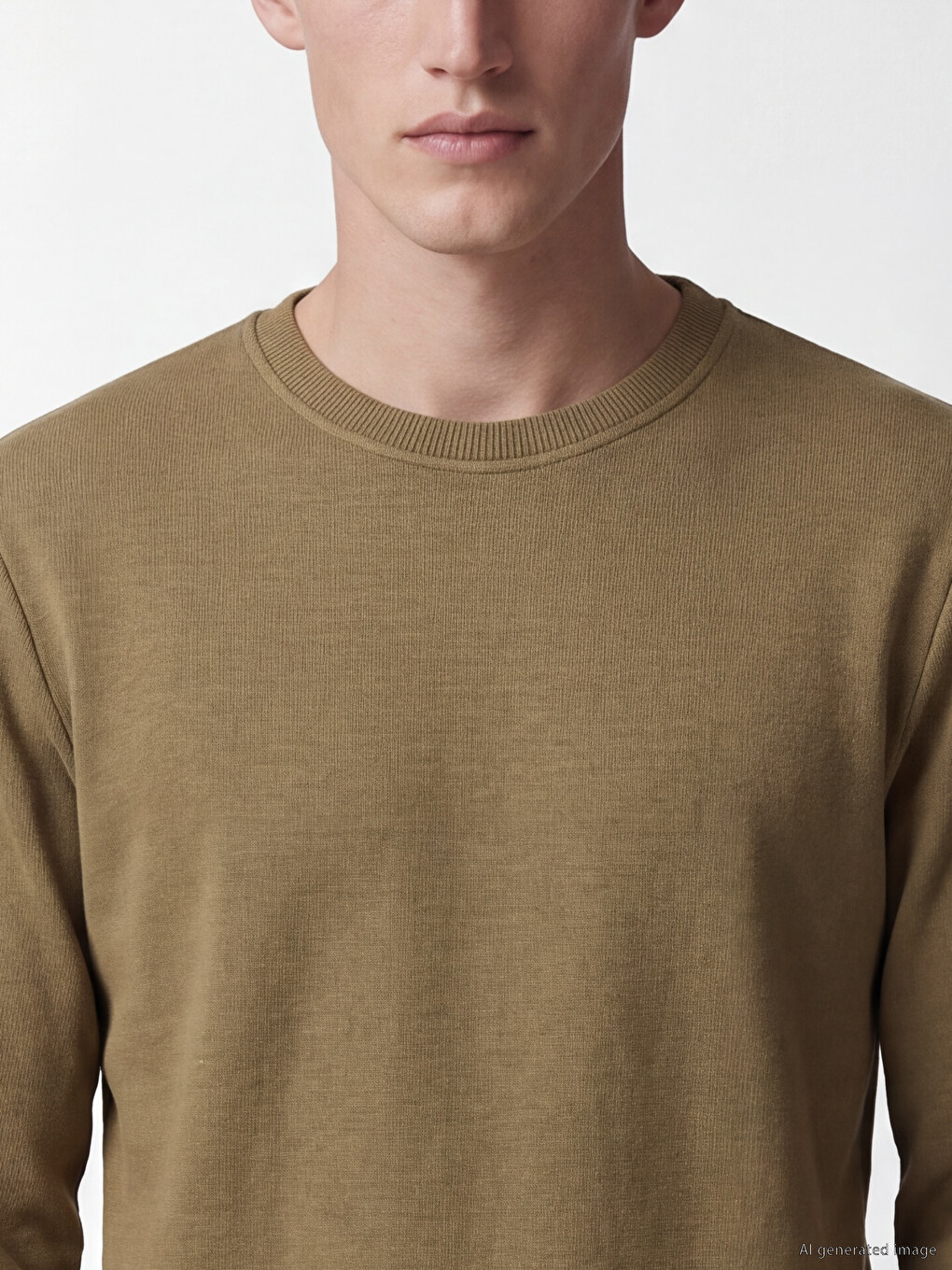 Sarı Bisiklet Yaka Erkek Sweatshirt-2