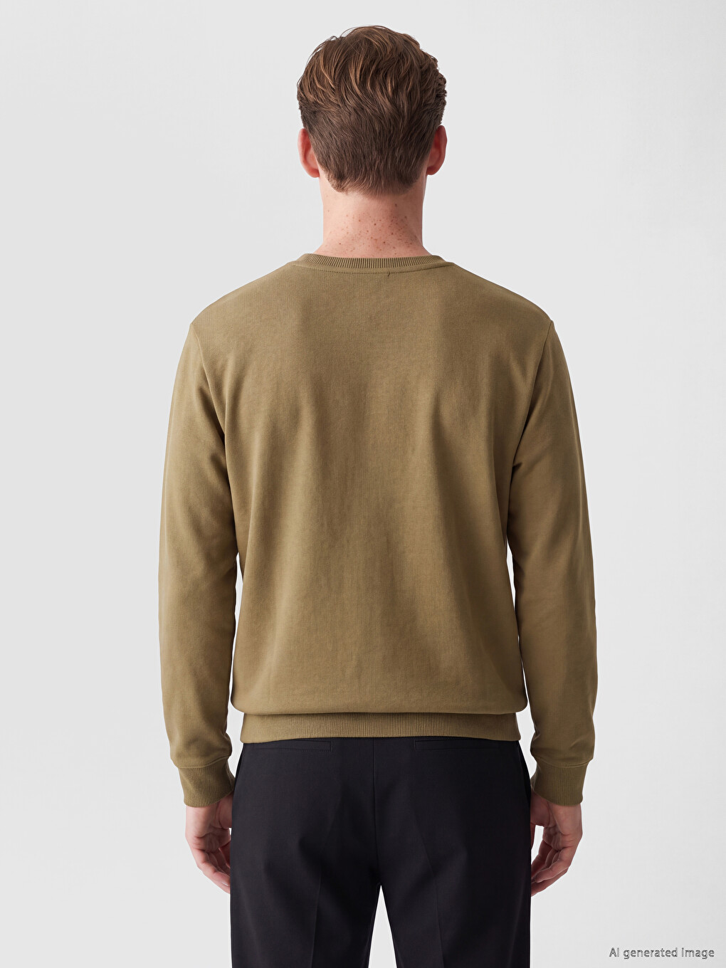 Sarı Bisiklet Yaka Erkek Sweatshirt-3