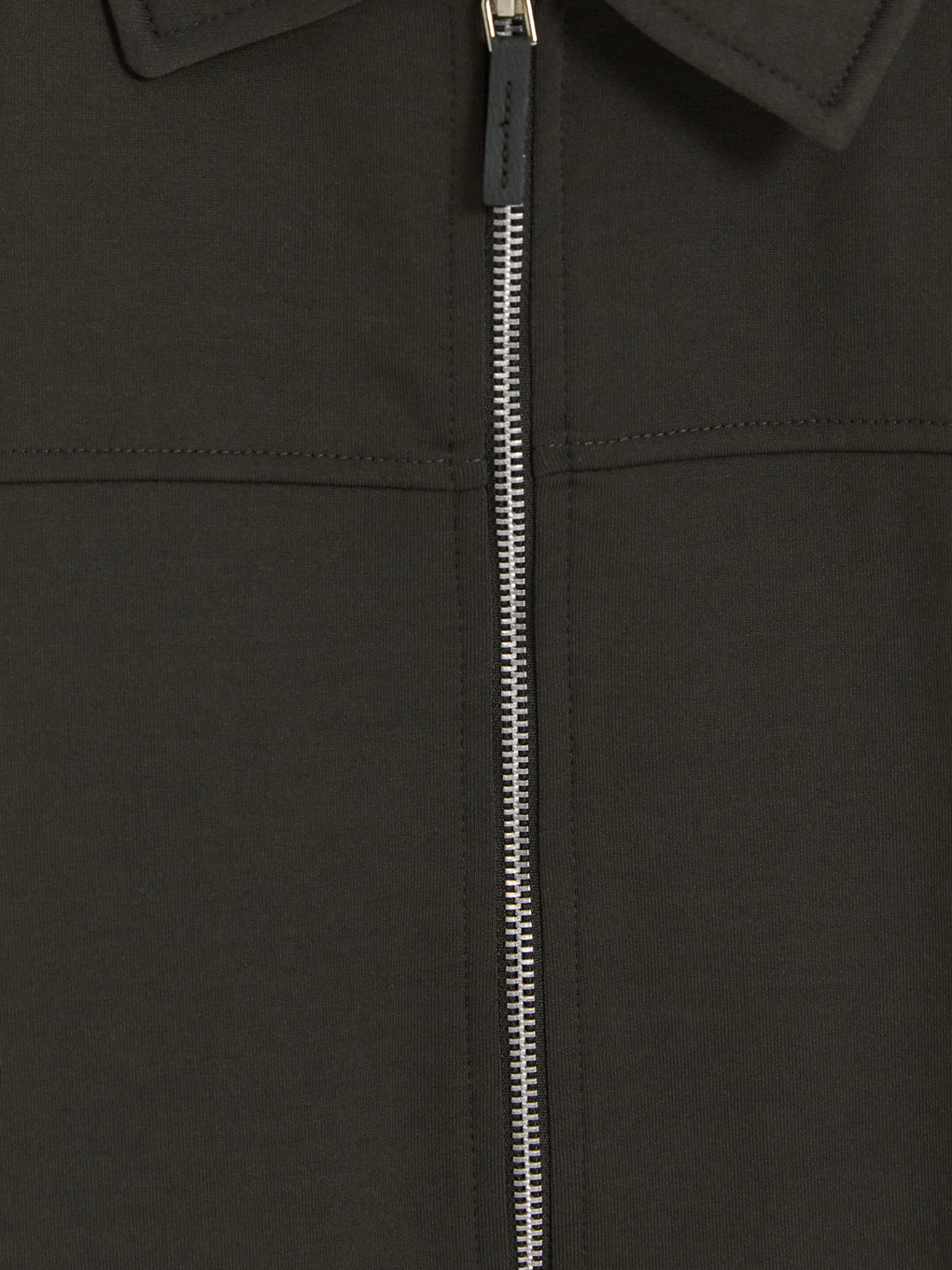 Haki Polo Yaka Erkek Fermuarlı Sweatshirt-2
