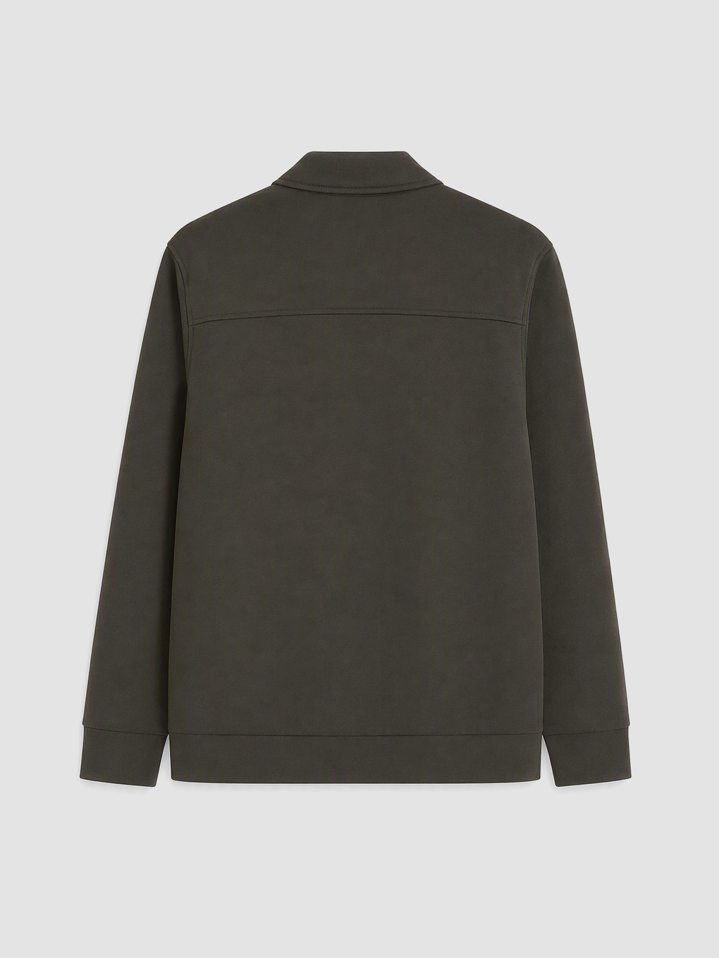 Haki Polo Yaka Erkek Fermuarlı Sweatshirt-3