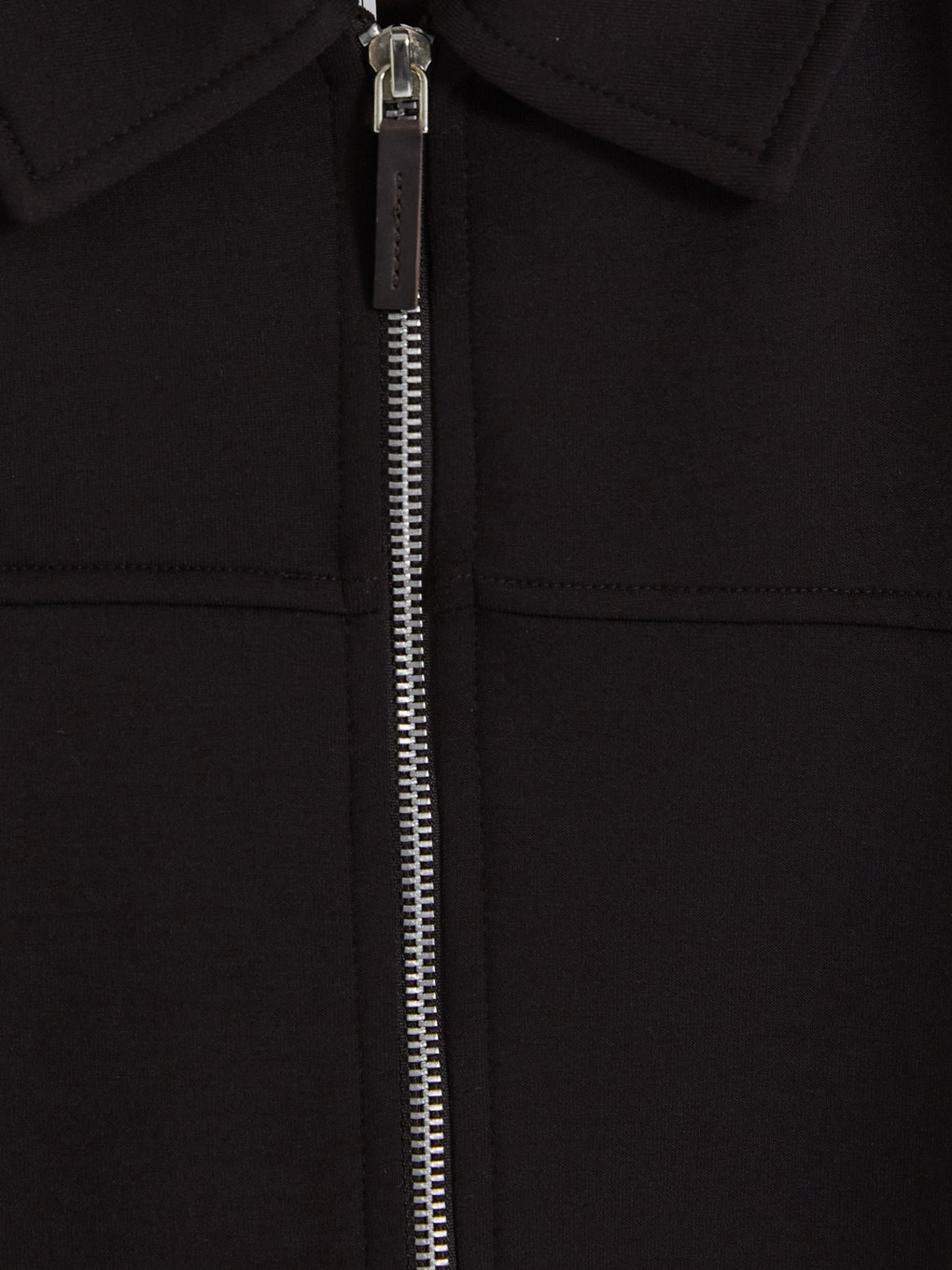 Kahverengi Polo Yaka Erkek Fermuarlı Sweatshirt-2