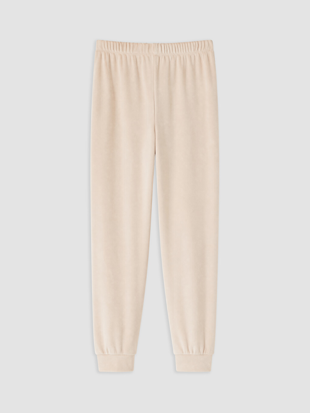 Bej Nakışlı Kadın Kadife Pijama Takım-6