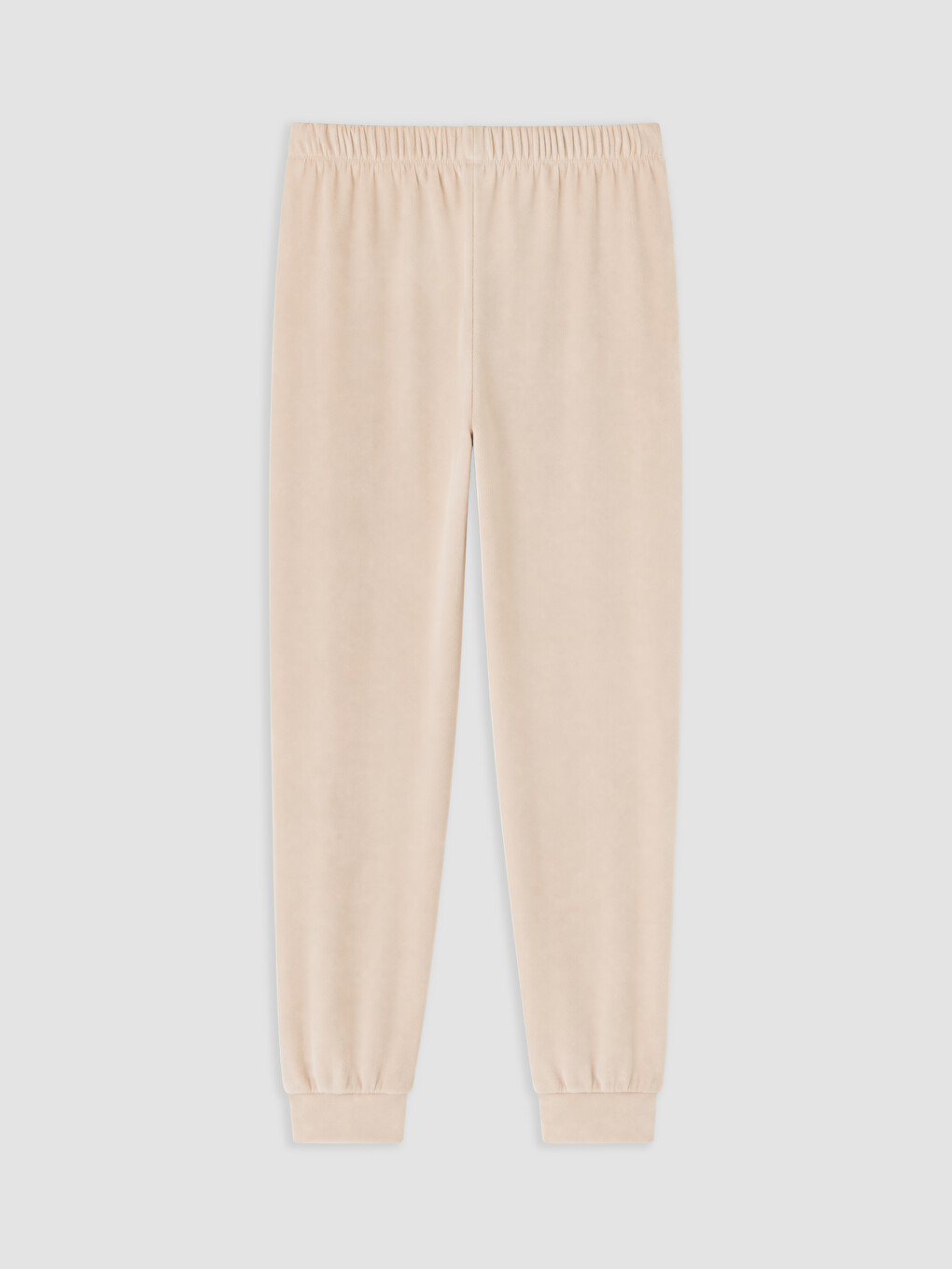 Bej Nakışlı Kadın Kadife Pijama Takım-8
