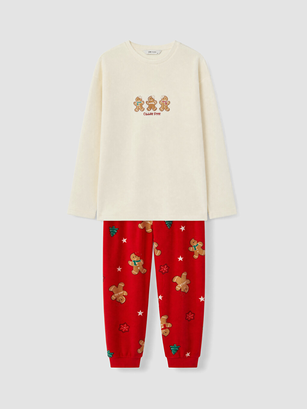 Kırmızı Yılbaşı Temalı Kadın Polar Pijama Takım-4