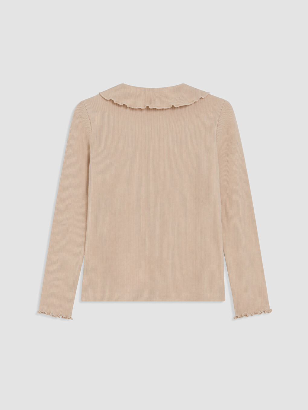 Peter Pan Collar Long Sleeve Ribbed Girls' T-shirt-2