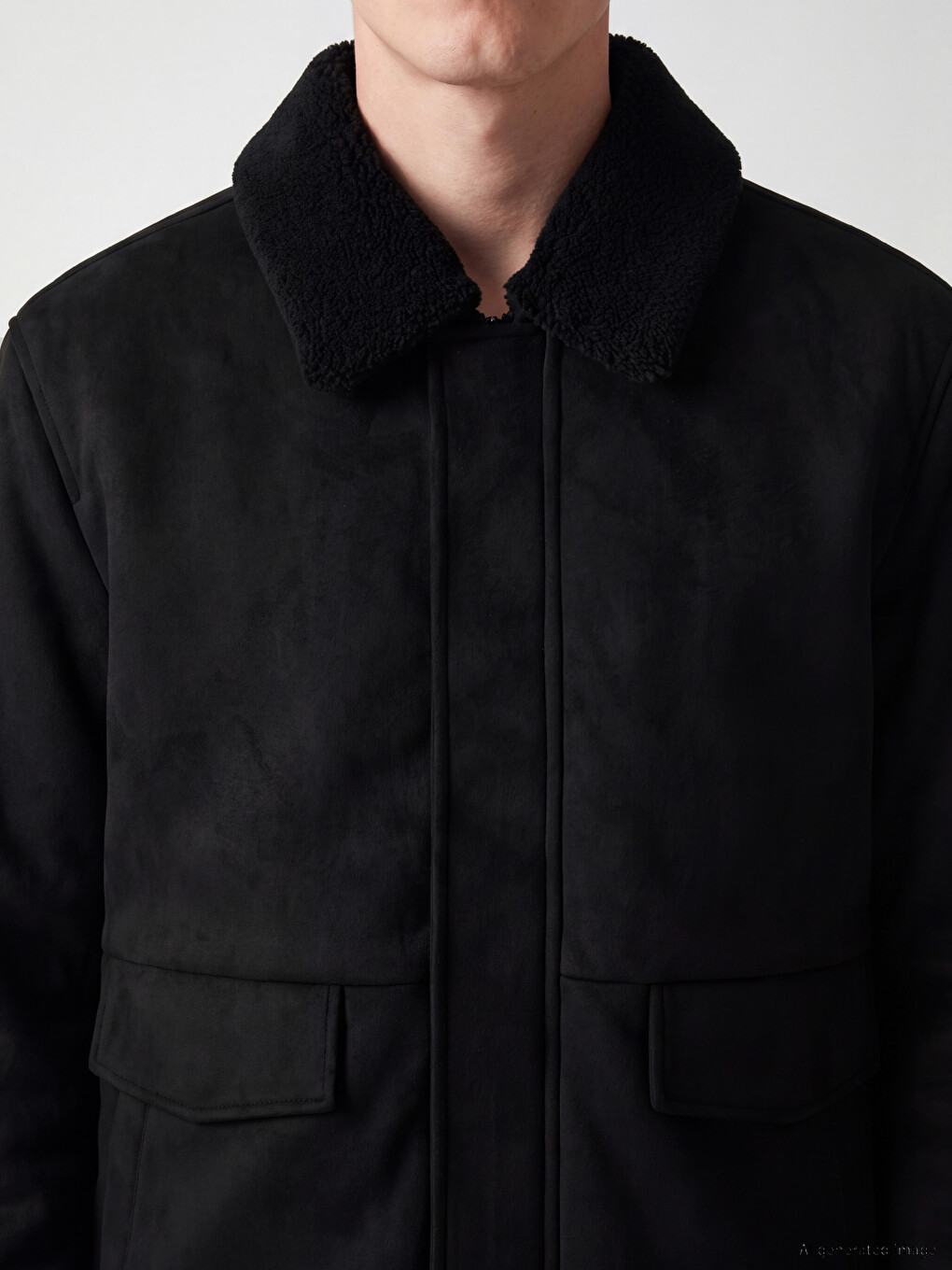 Standard Fit Fur Collar Men's Suede Coat-2