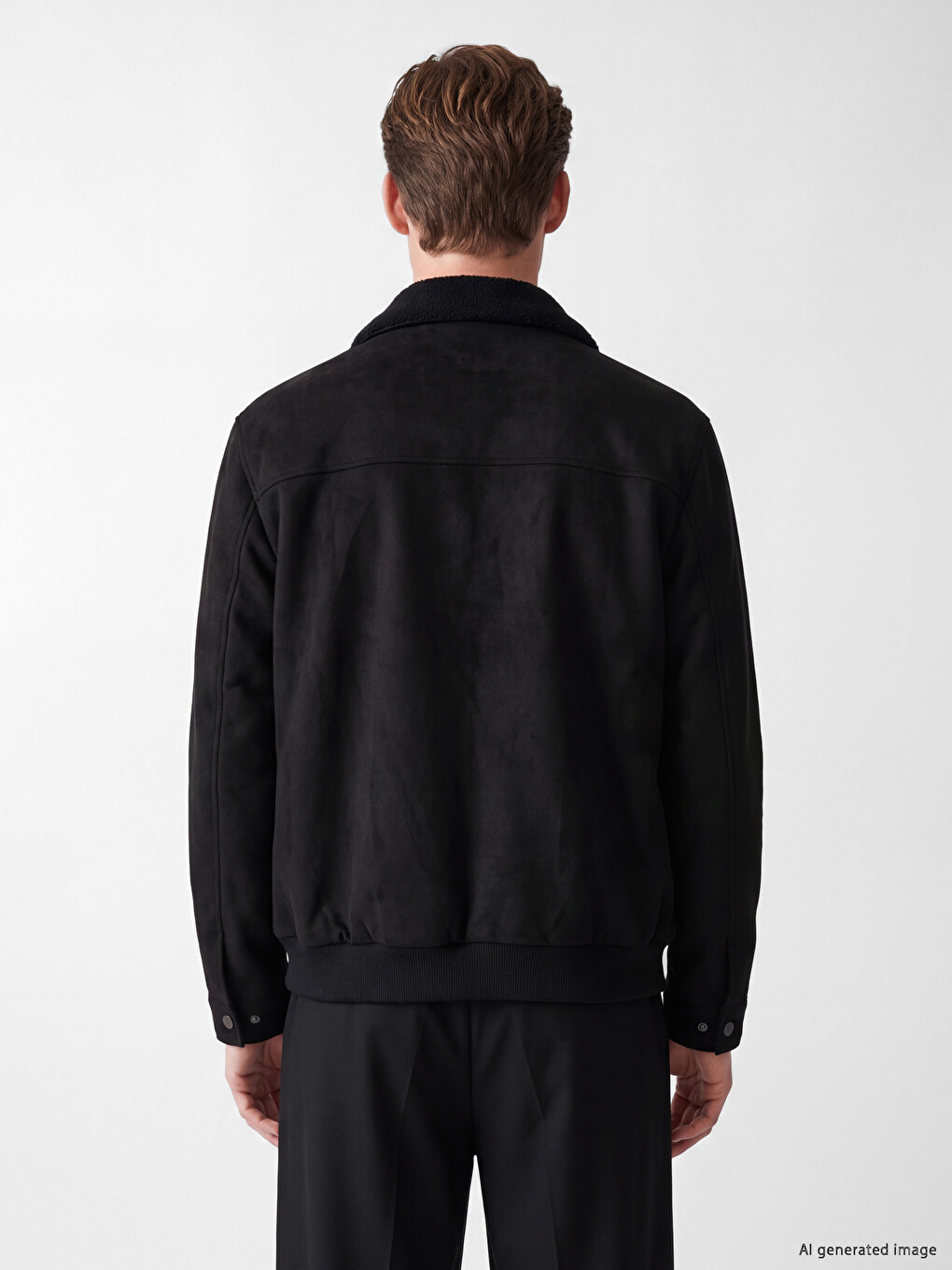 Standard Fit Fur Collar Men's Suede Coat-4