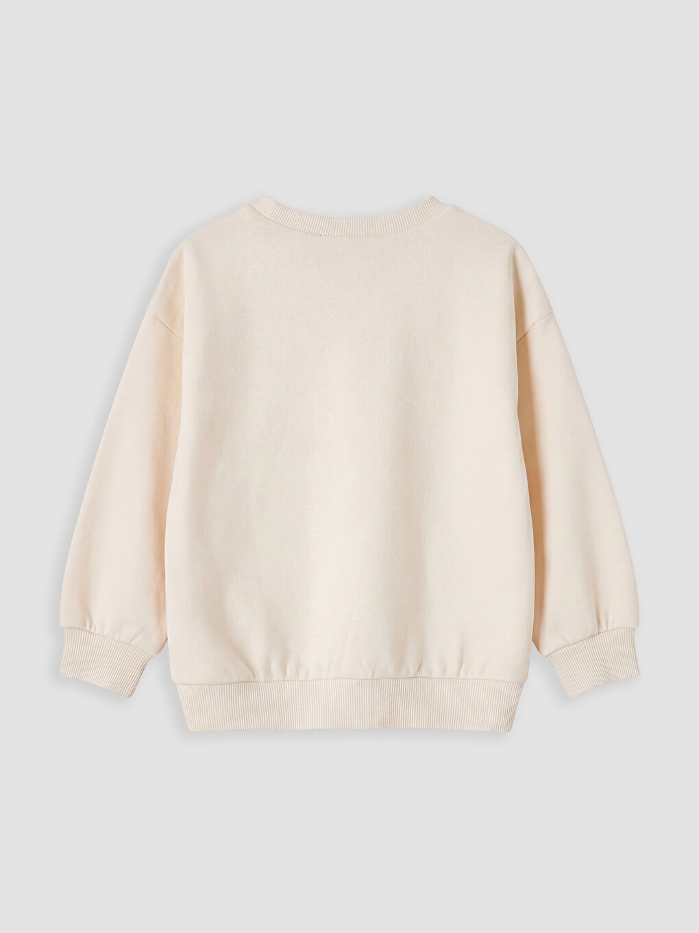 Ekru Çiçek Baskılı Kız Çocuk Sweatshirt-1