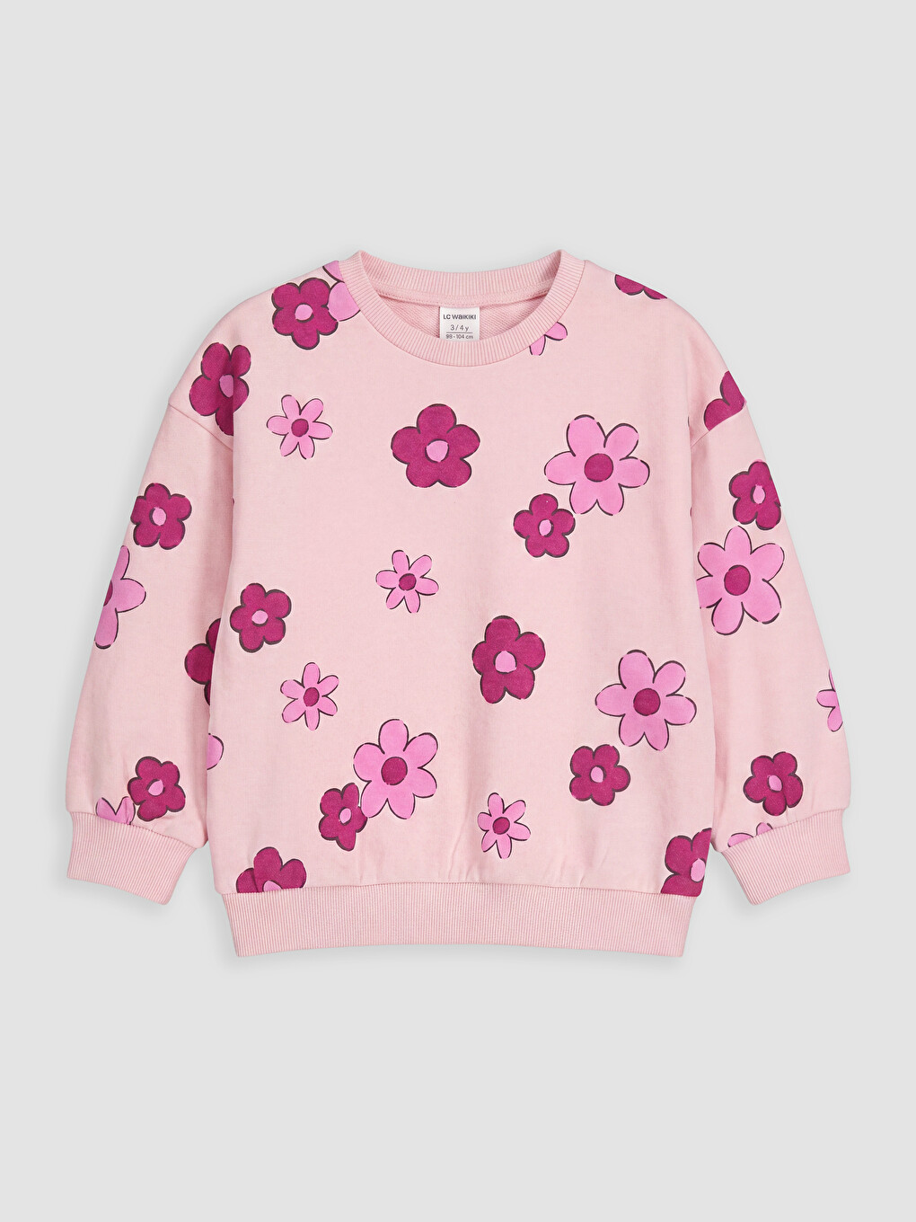 Ekru Çiçekli Kız Çocuk 2'li Sweatshirt-3