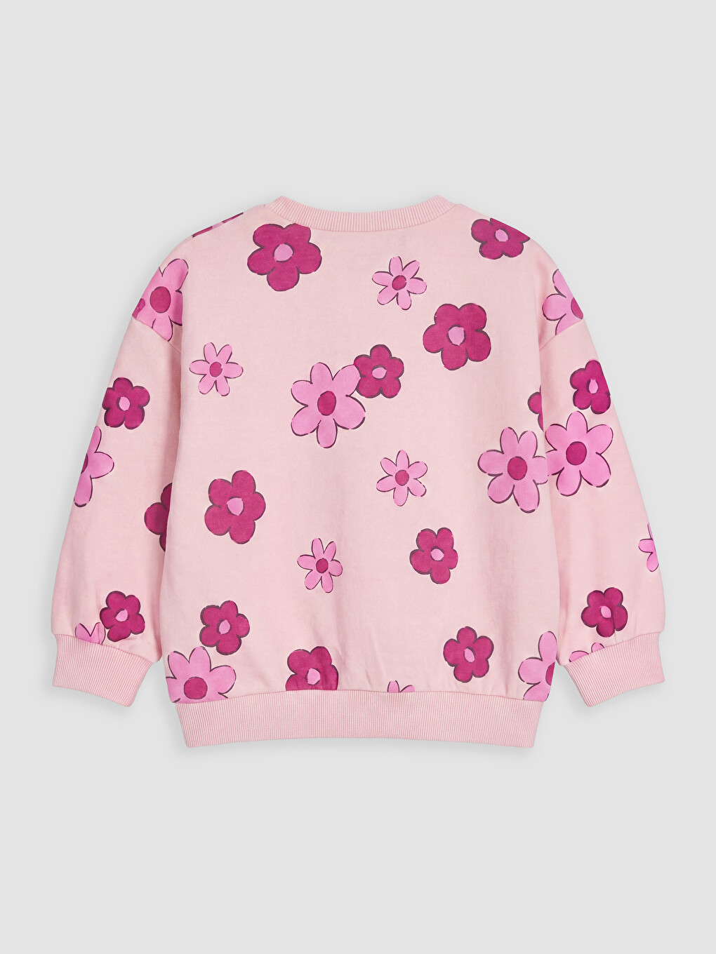 Ekru Çiçekli Kız Çocuk 2'li Sweatshirt-4