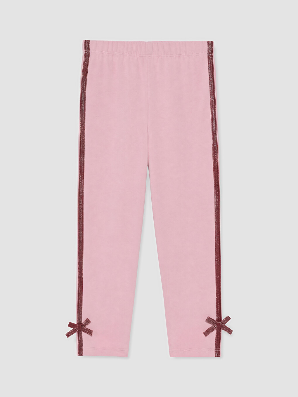 Pembe Beli Lastikli Kız Çocuk Uzun Tayt 2'li-1