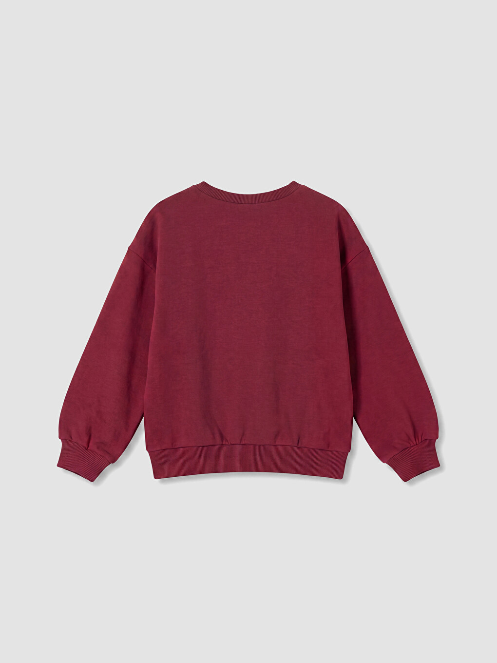 Bordo Fiyonklu Baskılı Kız Çocuk Sweatshirt 2'li-3