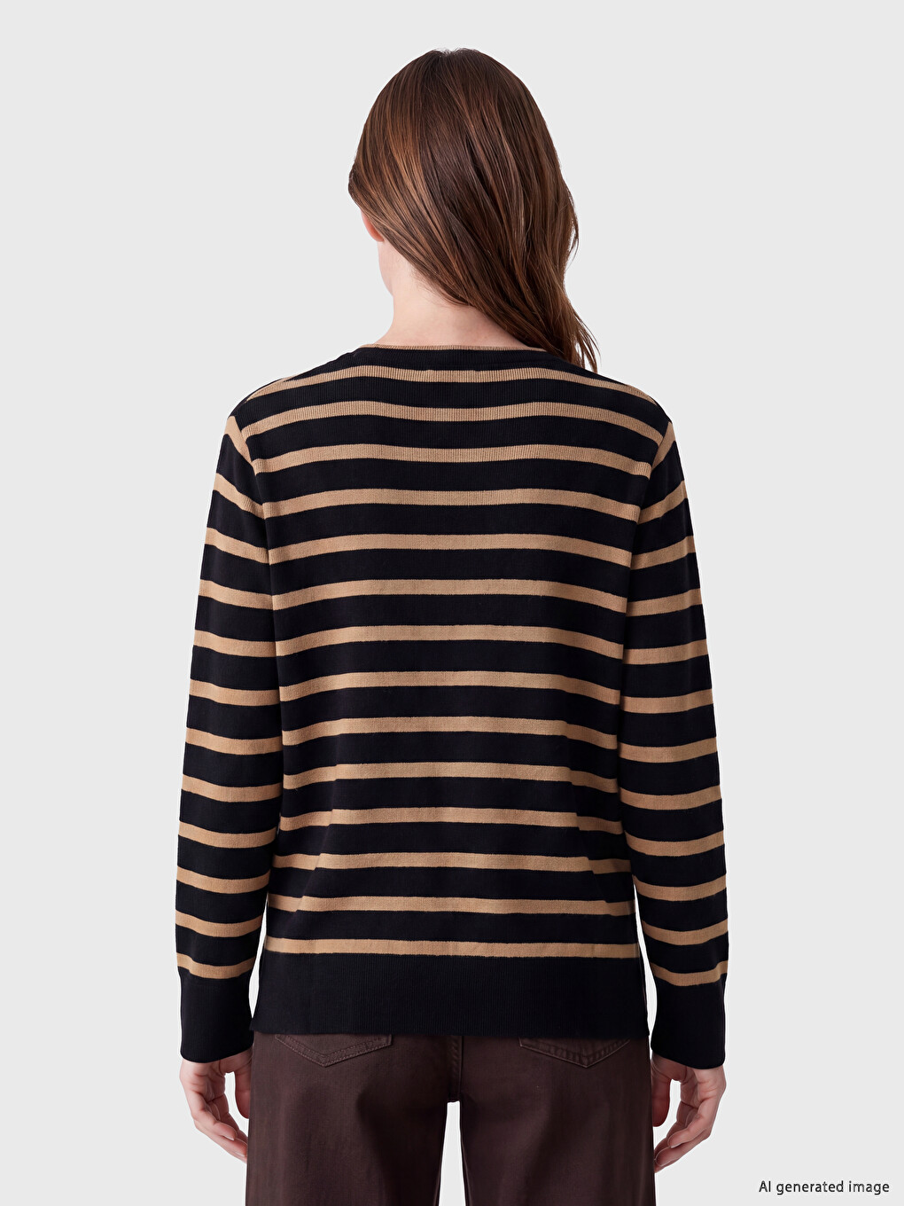 Crew Neck Striped Women's Knitwear Cardigan-3
