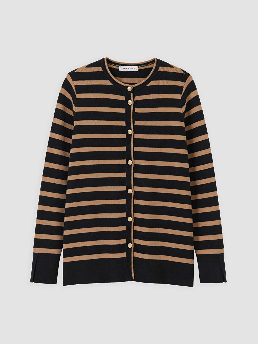 Crew Neck Striped Women's Knitwear Cardigan-4
