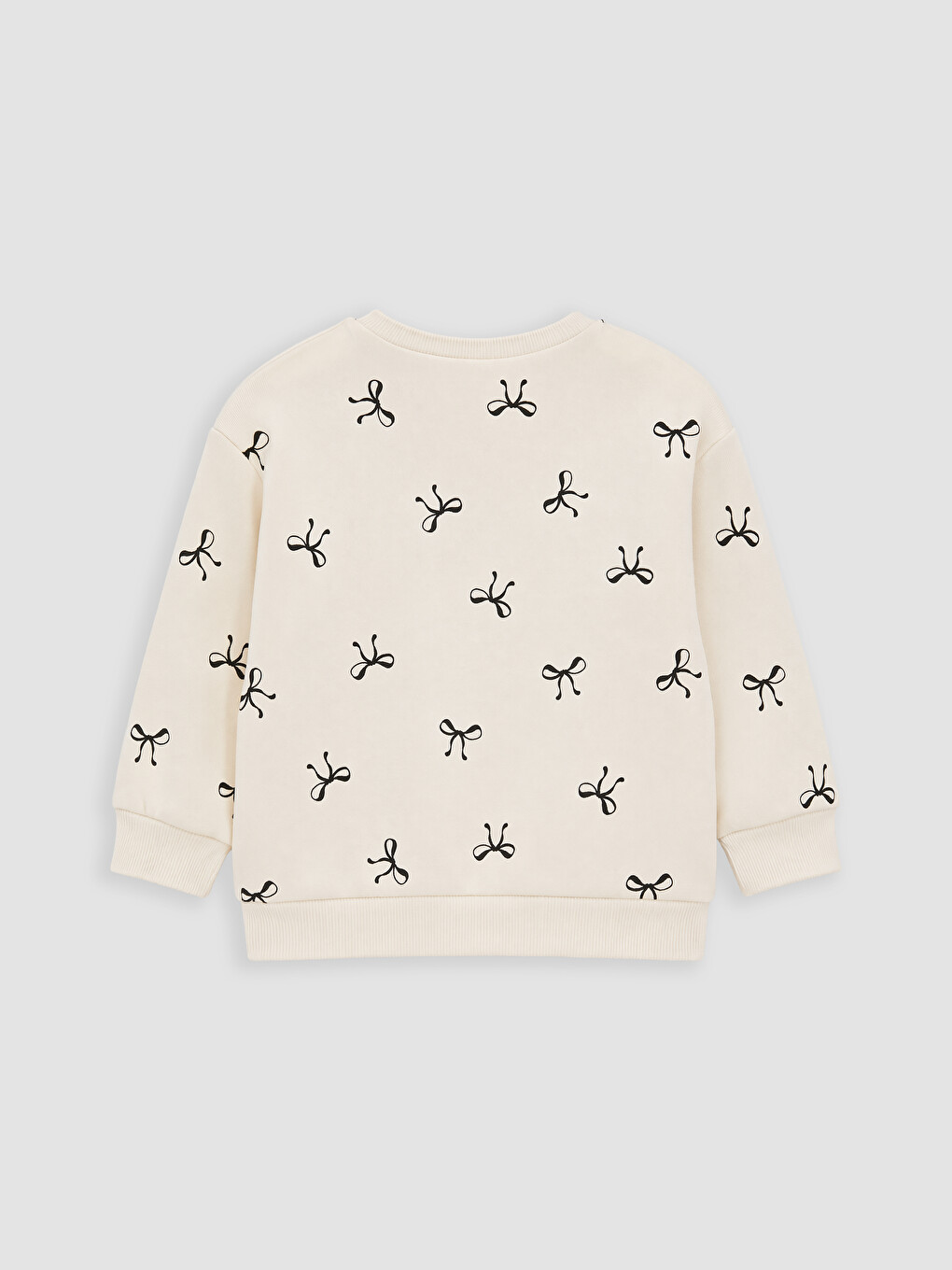 Ekru Fiyonk Baskılı Kız Çocuk Kalın Sweatshirt-2