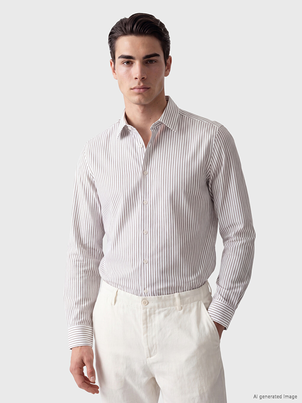 Slim Fit Striped Gabardine Men's Shirt