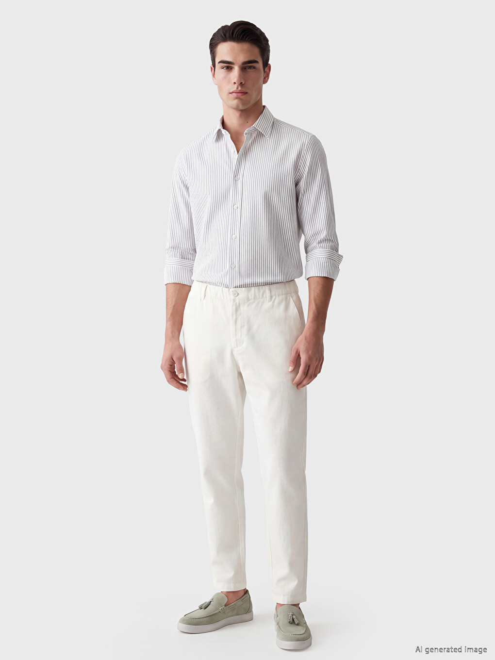 Slim Fit Striped Gabardine Men's Shirt-1
