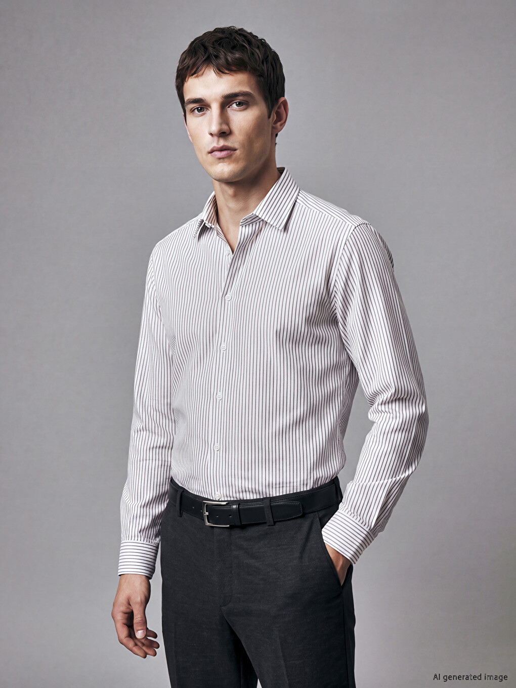 Slim Fit Striped Gabardine Men's Shirt