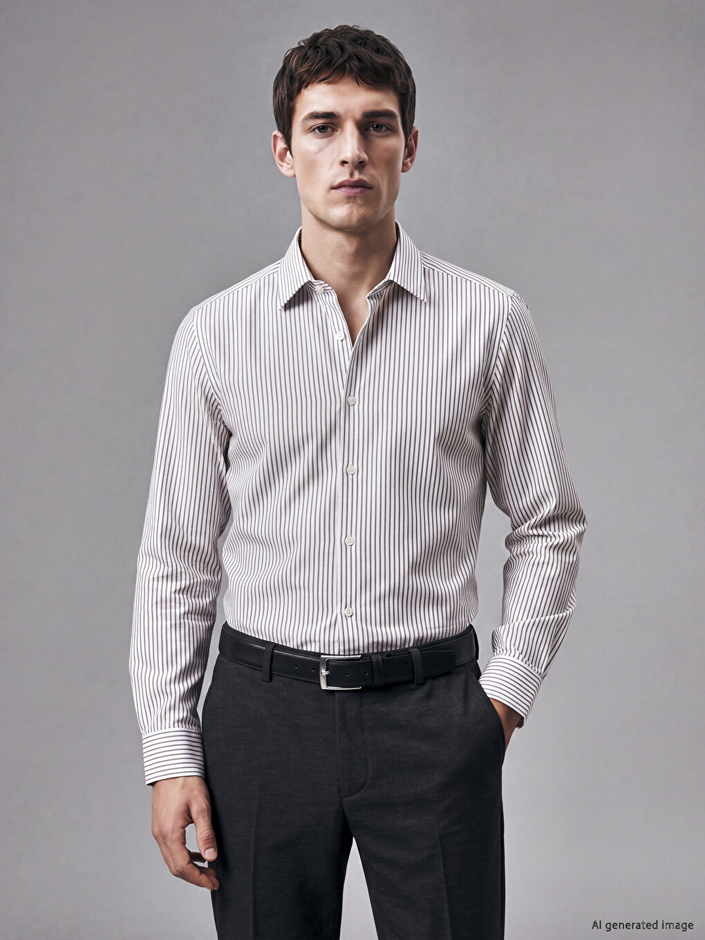Slim Fit Striped Gabardine Men's Shirt-1