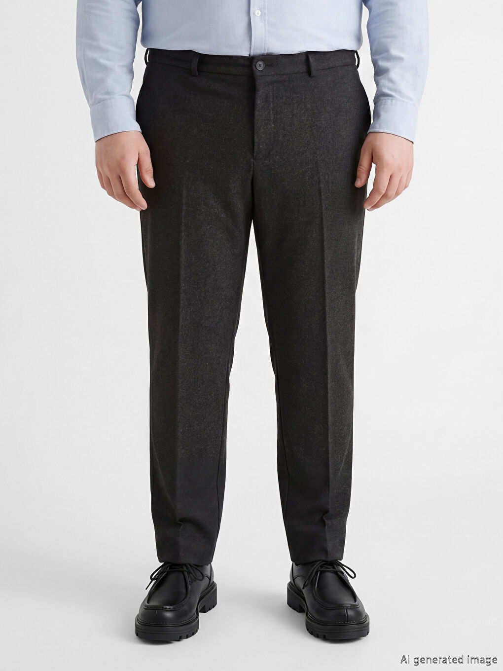 Siyah Standart Kalıp Erkek Pantolon -1
