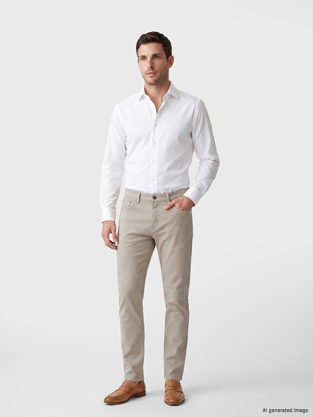Man Beige Chino Trousers