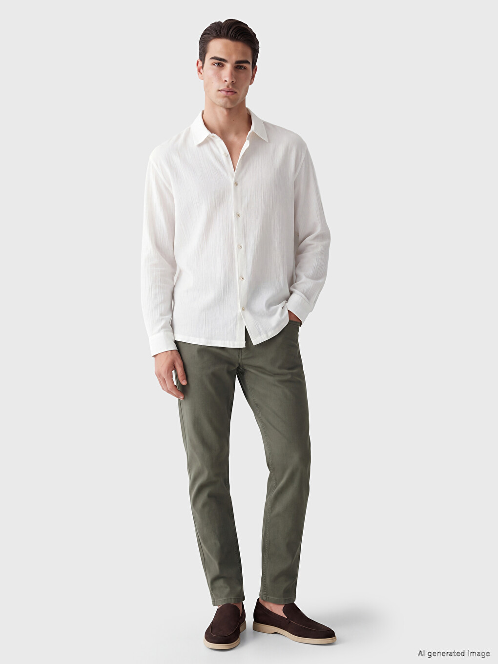 Man Khaki Chino Trousers