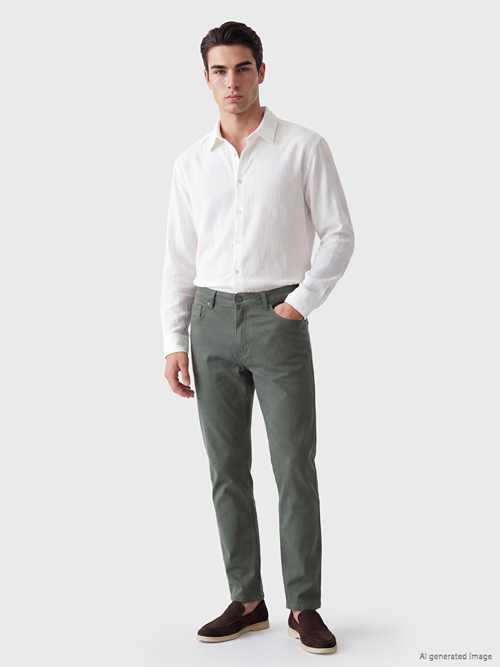 Man Khaki Chino Trousers-1
