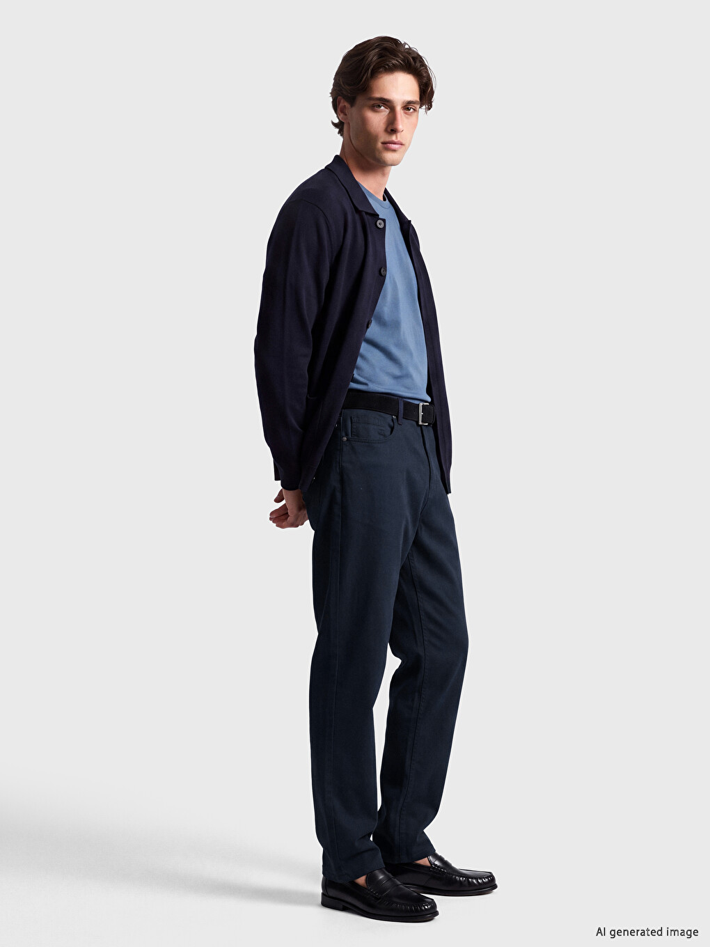 Man Navy Chino Trousers