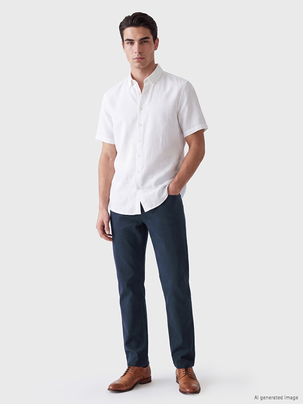 Man Navy Chino Trousers-1