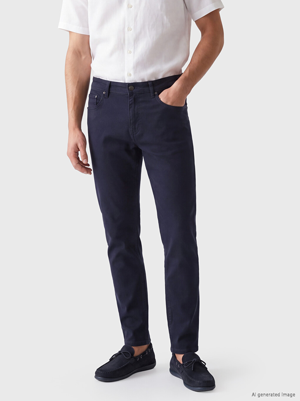 Man Navy Chino Trousers-2