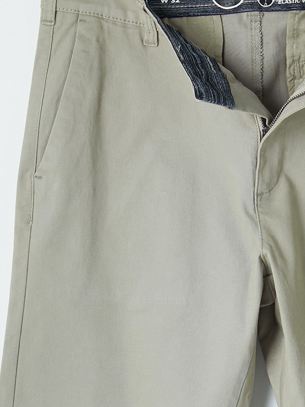 Beli İçten Lastikli Gabardin Erkek Chino Pantolon-6