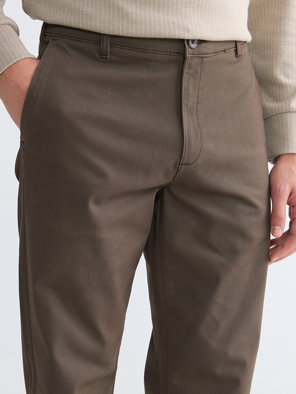Beli İçten Lastikli Gabardin Erkek Chino Pantolon-2