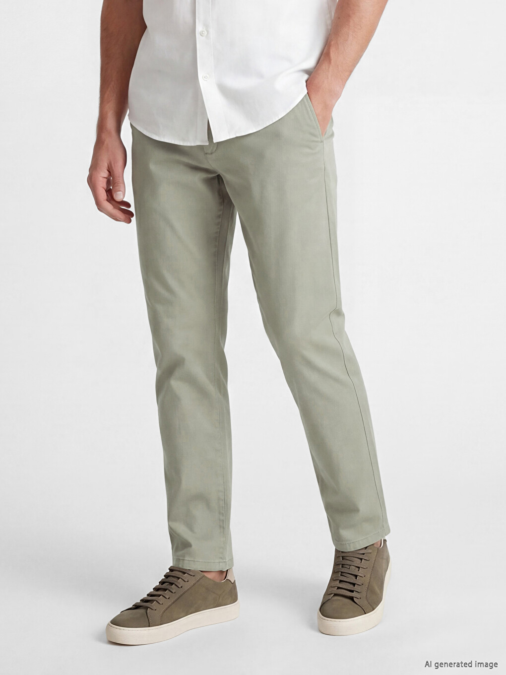 Beli İçten Lastikli Gabardin Erkek Chino Pantolon-1