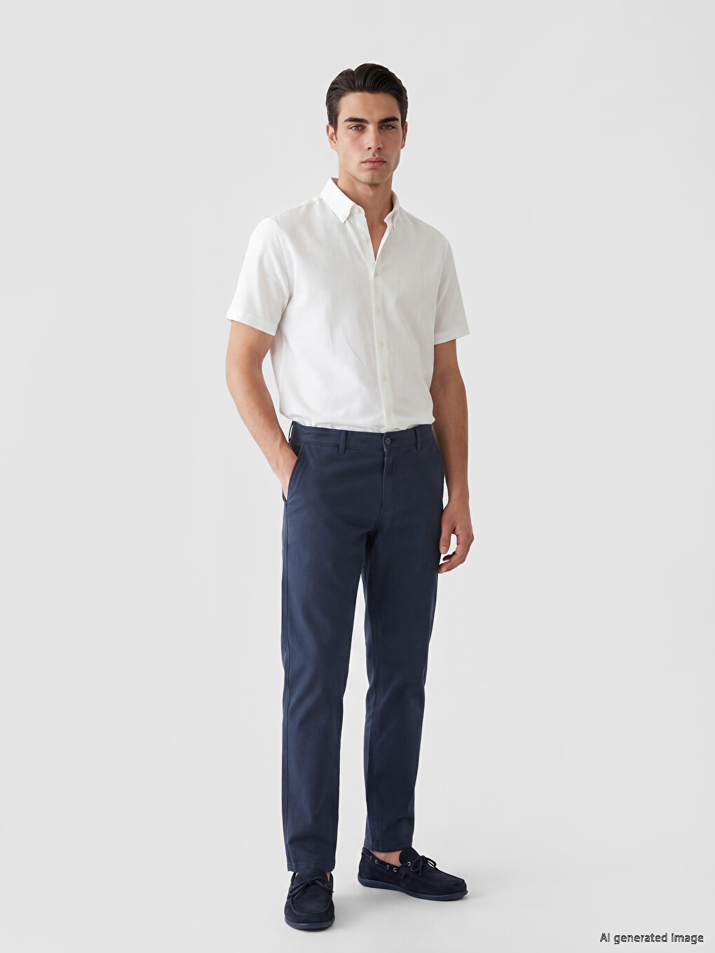 Internal Elasticated Waist Gabardine Men's Chino Trousers