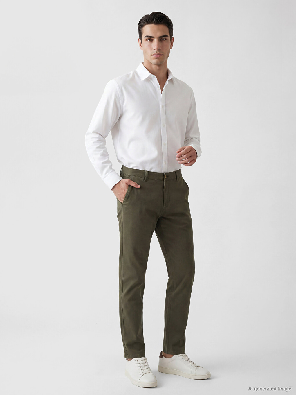 Beli İçten Lastikli Gabardin Erkek Chino Pantolon-1