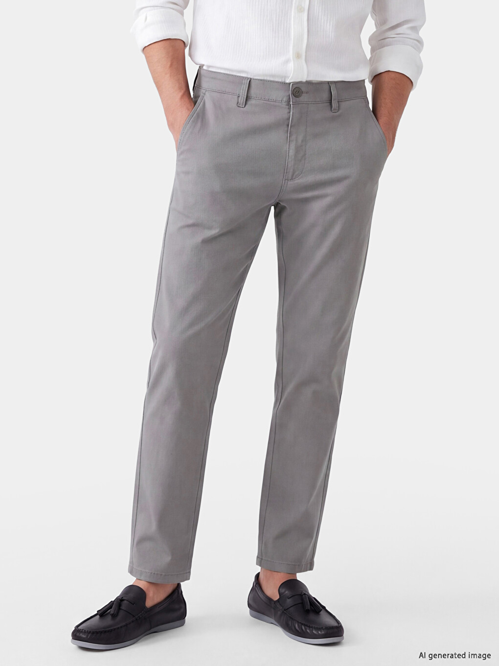 Beli İçten Lastikli Gabardin Erkek Chino Pantolon-1
