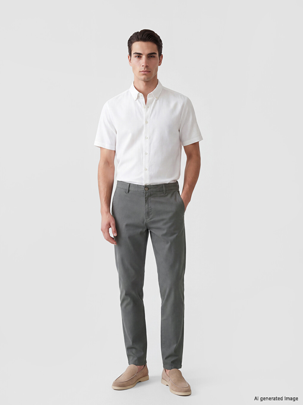 Waist Inside Elasticated Gabardine Men's Chino Trousers