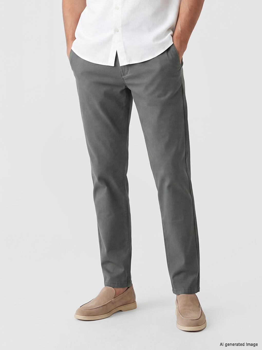 Waist Inside Elasticated Gabardine Men's Chino Trousers-1
