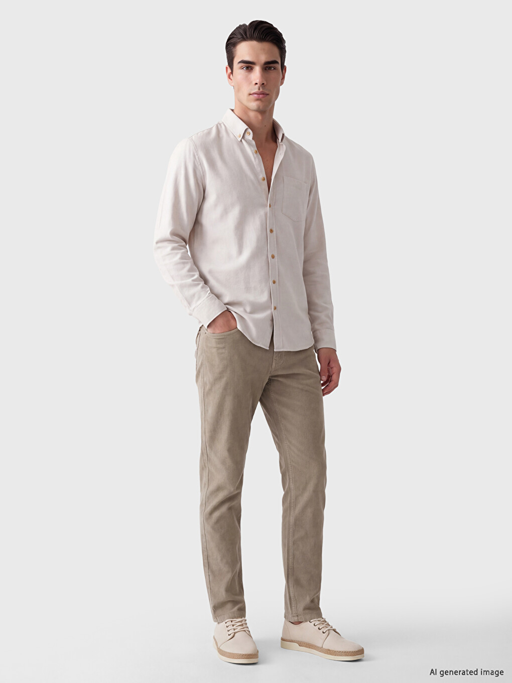 Man Beige Trousers