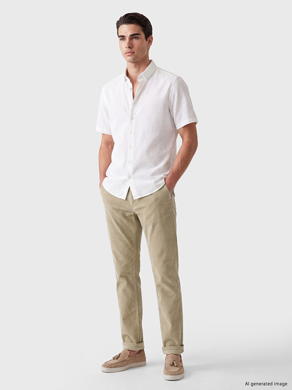 Man Beige Trousers