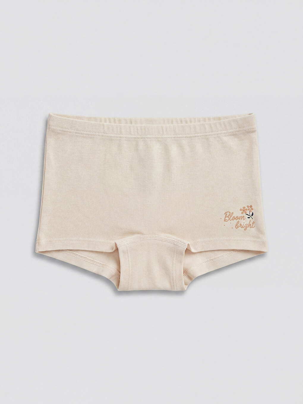 Ekru Baskılı Kız Çocuk Boxer Külot