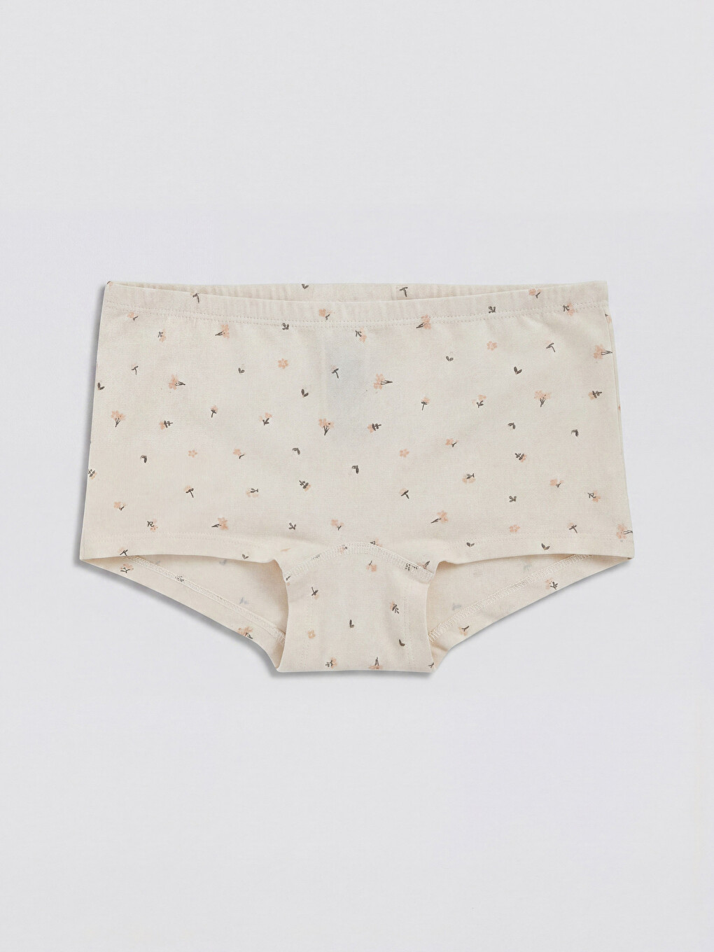 Ekru Çiçekli Kız Çocuk Boxer