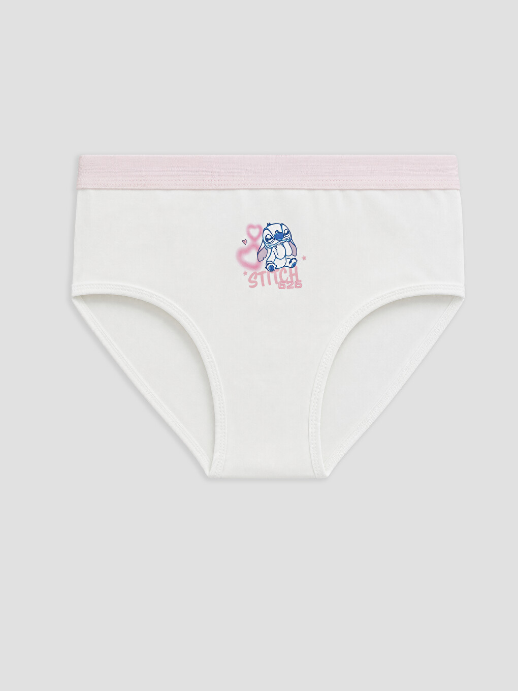 Ekru Stitch ve Angel Baskılı Kız Çocuk Külot 3'lü-1