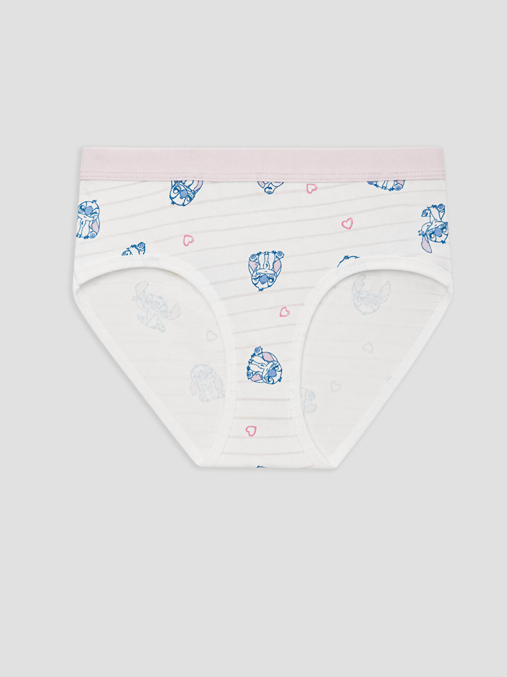 Ekru Stitch ve Angel Baskılı Kız Çocuk Külot 3'lü-3