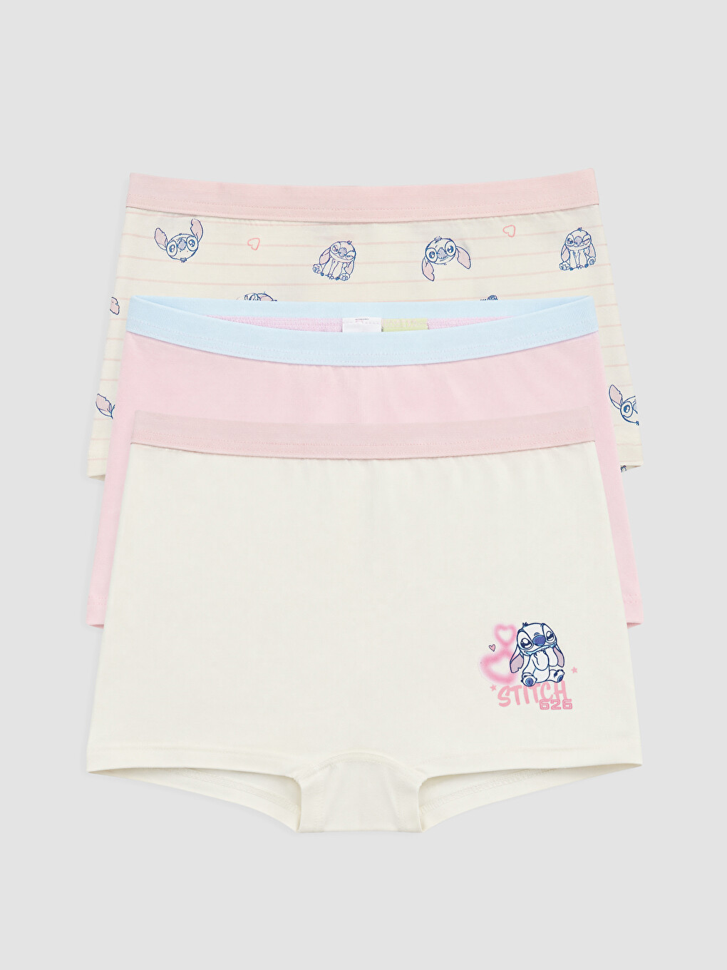 Ekru Stitch Ve Angel Baskılı Kız Çocuk Boxer 3'lü-5