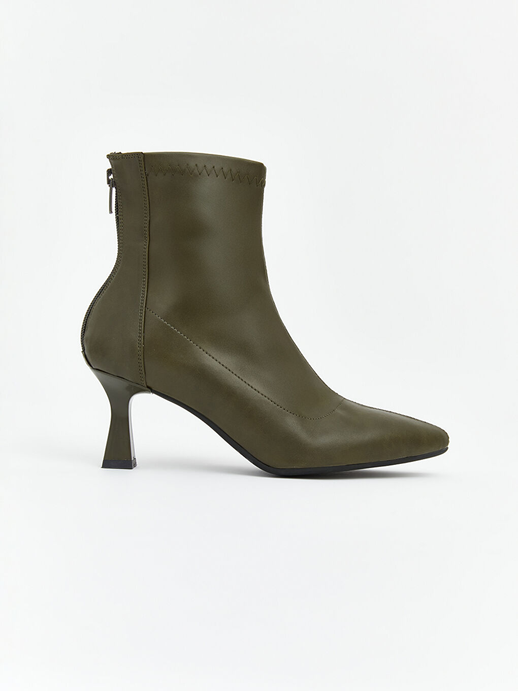 Yeşil Deri Görünümlü Kadın Topuklu Bot-1